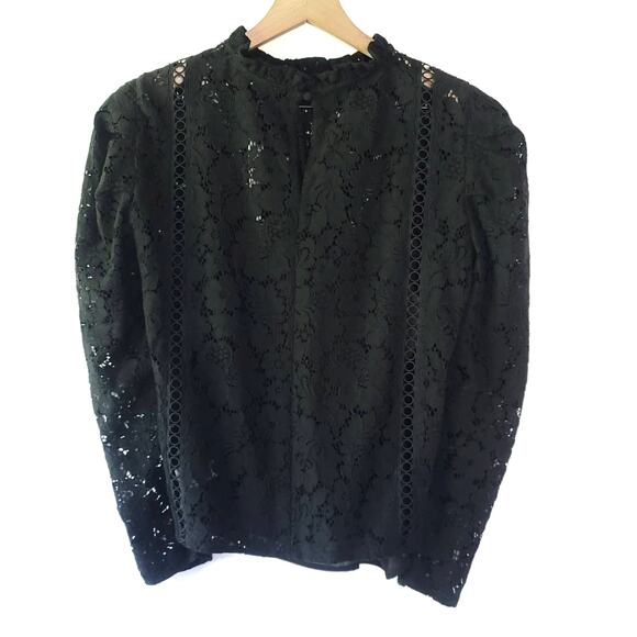 NEW Express Lace Puff Black Sleeve Top - Small - Picture 7 of 12